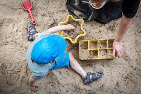 DEU Germany Germany Berlin Summer party at the Northwest daycare center on Prager Platz. Sandbox