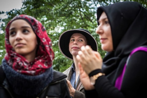 DEU Germany Germany Berlin Protest rally against intolerance of wearing headscarves and the ban on
