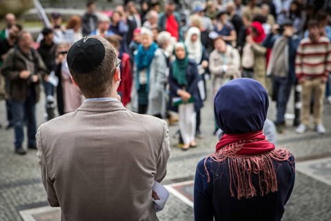 DEU Germany Germany Berlin Protest rally against intolerance of wearing headscarves and the ban on
