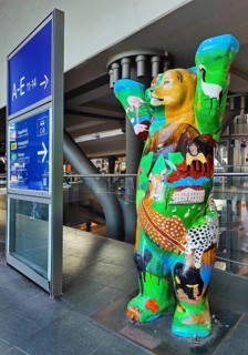 Buddy Bear, individually painted life-size bear sculpture in Berlin Central Station, Germany