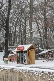 DEU Germany Germany Berlin The snow-covered abandoned playground at Berlin Zoo