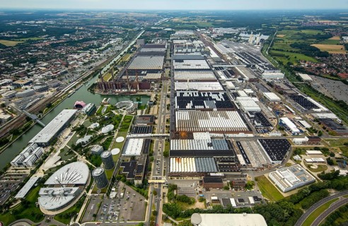 Volkswagen plant Wolfsburg with Autostadt and The Ritz Carlton Hotel, Lower Saxony, Germany,