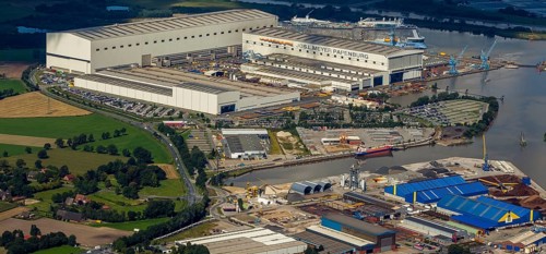 Papenburge Emshafen with Jos.L. Meyerwerft with the cruise ship Quantum of the seas, RoyalCaribbean