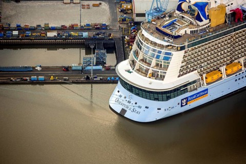 Papenburge Emshafen with Jos.L. Meyerwerft with the cruise ship Quantum of the seas, RoyalCaribbean