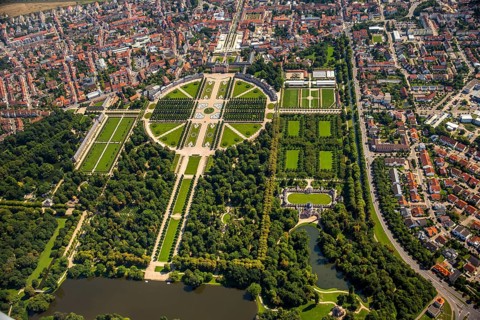French Garden, Barck Garden with longitudinal and transverse axes, Schwetzingen Palace with Palace