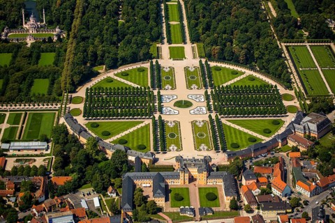 French Garden, Barck Garden with longitudinal and transverse axes, Schwetzingen Palace with Palace