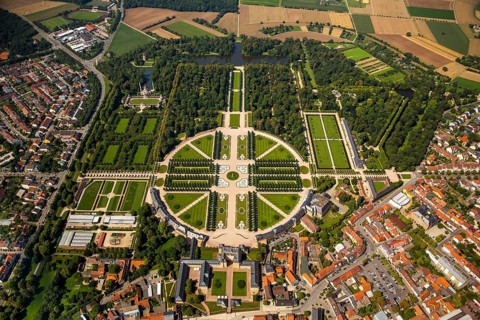 French Garden, Barck Garden with longitudinal and transverse axes, Schwetzingen Palace with Palace