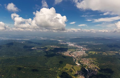 Black Forest valleys with clouds, Weisenbach, Baden-Württemberg, Germany, Europe, aerial view,