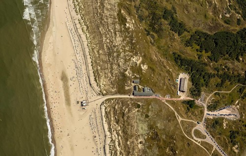 White Dune, beach restaurant, aerial view, Norderney, North Sea, North Sea island, East Frisian