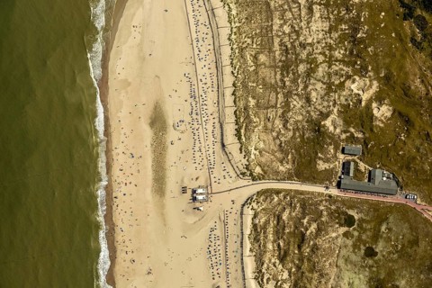 White Dune, beach restaurant, aerial view, Norderney, North Sea, North Sea island, East Frisian