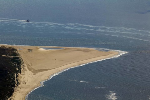 Sandy beach beach, Osterhook, aerial view, Langeoog, North Sea, North Sea island, East Frisian