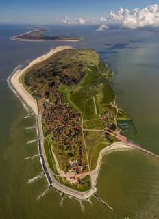 Groynes against land loss, Wadden Sea, aerial photo, Baltrum, North Sea, North Sea island, East