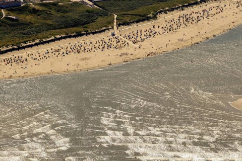 Sandy beach beach, aerial view, Langeoog, North Sea, North Sea island, East Frisian Islands, Lower