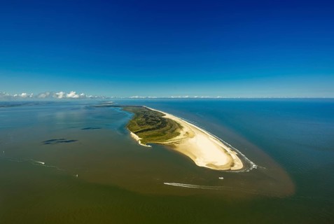 Wadden Sea, aerial view, Langeoog, North Sea, North Sea island, East Frisian Islands, Lower Saxony,