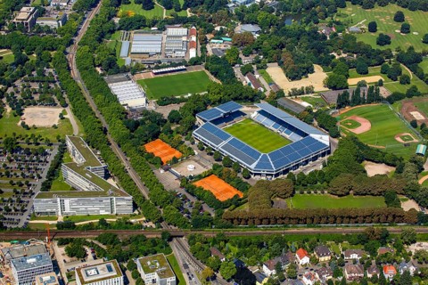 Carl-Benz-Stadion Mannheim, Mannheim, Baden-Württemberg, Germany, Europe, aerial view, birds-eyes