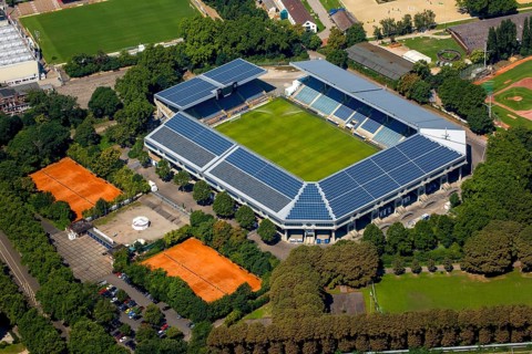 Carl-Benz-Stadion Mannheim, Mannheim, Baden-Württemberg, Germany, Europe, aerial view, birds-eyes
