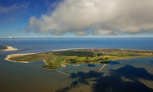 HAfen und Flinthörn, Wadden Sea, aerial view, Langeoog, North Sea, North Sea island, East Frisian