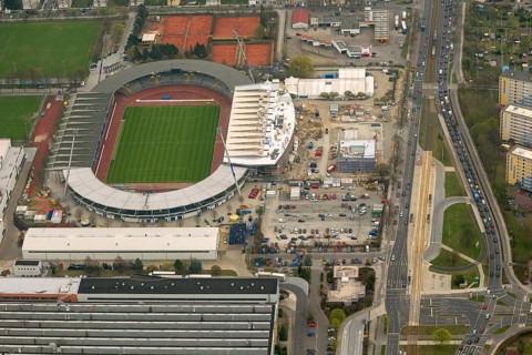 Eintracht Braunschweig stadium with west and east stands, Braunschweiger Turn- und Sportverein