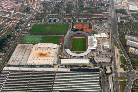 Eintracht Braunschweig stadium with west and east stands, Braunschweiger Turn- und Sportverein