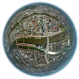 City hall Bremen, overview of the old town island Bremen between Weser and Wallgraben, city centre
