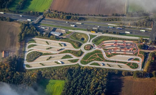 Rest area Dammer Berge east side, truck rest area, driving times, Holdorf, Lower Saxony, Germany,