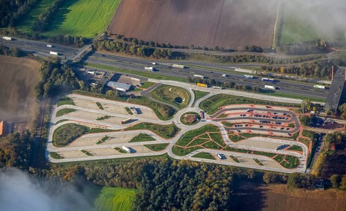 Rest area Dammer Berge east side, truck rest area, driving times, Holdorf, Lower Saxony, Germany,