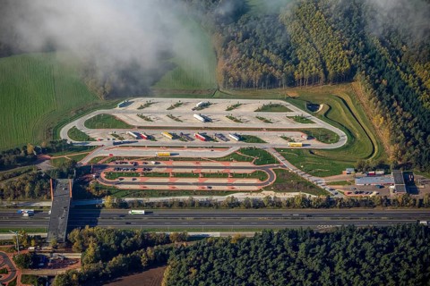 Rest area Dammer Berge Westseite, truck rest area, driving times, Holdorf, Lower Saxony, Germany,