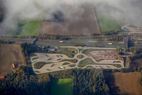 Rest area Dammer Berge east side, truck rest area, driving times, Holdorf, Lower Saxony, Germany,
