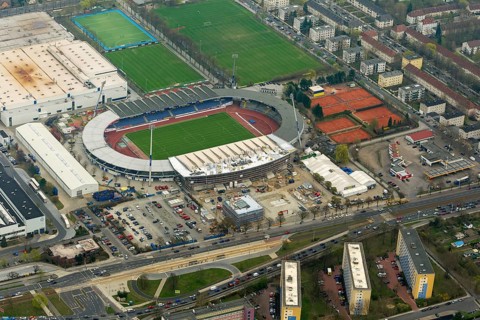 Eintracht Braunschweig stadium with west and east stands, Braunschweiger Turn- und Sportverein