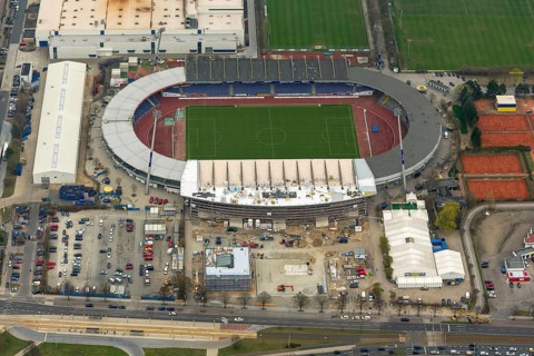 Eintracht Braunschweig stadium with west and east stands, Braunschweiger Turn- und Sportverein