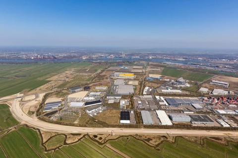 GVZ Bremen, freight distribution centre, industrial area south of the port of Bremen, aerial