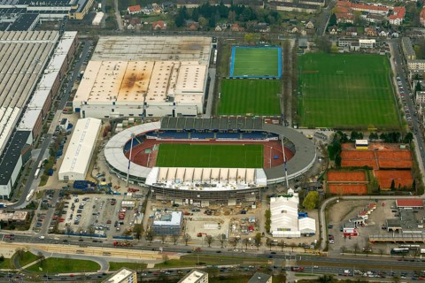 Eintracht Braunschweig stadium with west and east stands, Braunschweiger Turn- und Sportverein