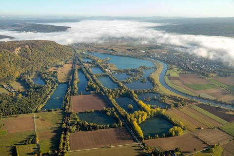 Aerial view, leisure centre Höxter-Godelheim, Godelheimer Straße, am Ziegenberg, district of