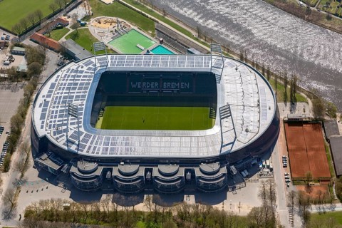 Weser stadium of SV Werder Bremen GmbH & Co. KGaA, Bundesliga, football club, solar roof, stadium
