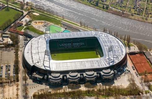 Weser stadium of SV Werder Bremen GmbH & Co. KGaA, Bundesliga, football club, solar roof, stadium
