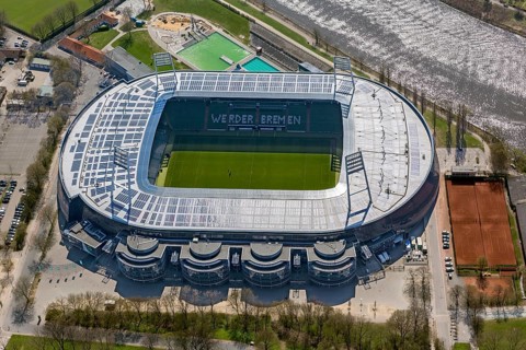 Weser stadium of SV Werder Bremen GmbH & Co. KGaA, Bundesliga, football club, solar roof, stadium