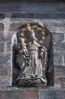 Saint sculpture at the Nativity Church in the fortified church, Hannberg, Middle Franconia,