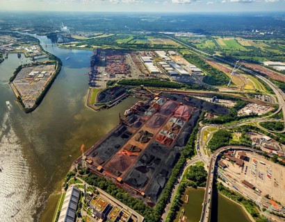 Sandauhafen, Hansaport, bulk goods, Hamburg harbour, Elbe, Hamburg, Free and Hanseatic City of