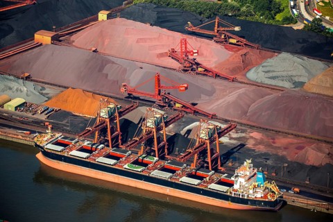 Sandauhafen, Hansaport, bulk goods, Hamburg harbour, Elbe, Hamburg, Free and Hanseatic City of