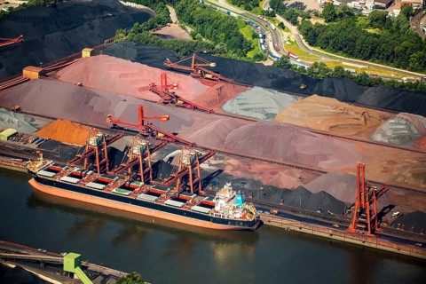 Sandauhafen, Hansaport, bulk goods, Hamburg harbour, Elbe, Hamburg, Free and Hanseatic City of