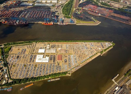 BLG AutoTerminal Hamburg, car loading in Hamburg harbour, car dump, Hamburg harbour, Elbe, Hamburg,