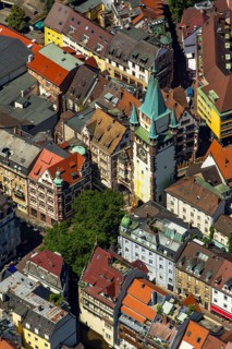 Old town of Freiburg with Schwabentor, Freiburg im Breisgau, Breisgau, Baden-Württemberg, Germany,
