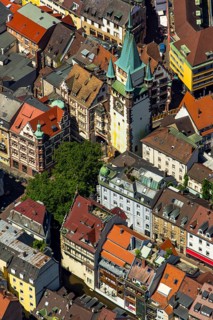 Old town of Freiburg with Schwabentor, Freiburg im Breisgau, Breisgau, Baden-Württemberg, Germany,