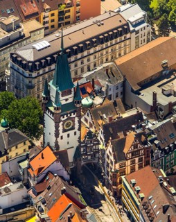 Old town of Freiburg with Schwabentor, Freiburg im Breisgau, Breisgau, Baden-Württemberg, Germany,