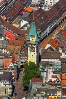 Old town of Freiburg with Schwabentor, Freiburg im Breisgau, Breisgau, Baden-Württemberg, Germany,