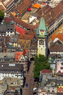 Old town of Freiburg with Schwabentor, Freiburg im Breisgau, Breisgau, Baden-Württemberg, Germany,