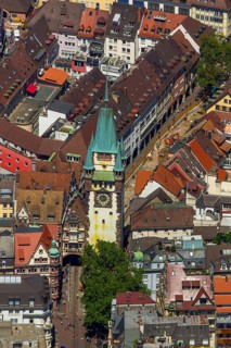 Old town of Freiburg with Schwabentor, Freiburg im Breisgau, Breisgau, Baden-Württemberg, Germany,