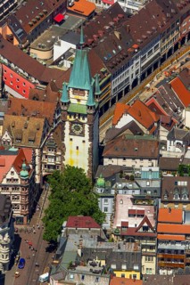 Old town of Freiburg with Schwabentor, Freiburg im Breisgau, Breisgau, Baden-Württemberg, Germany,
