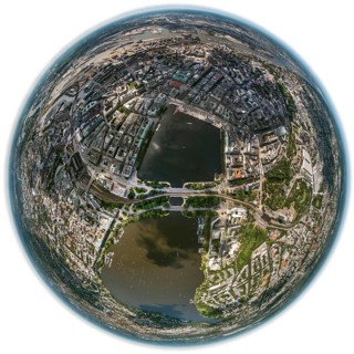 Inner Alster Lake, Außenalster, Kennedybrücke, fisheye lens, fisheye, round picture, Hamburg,