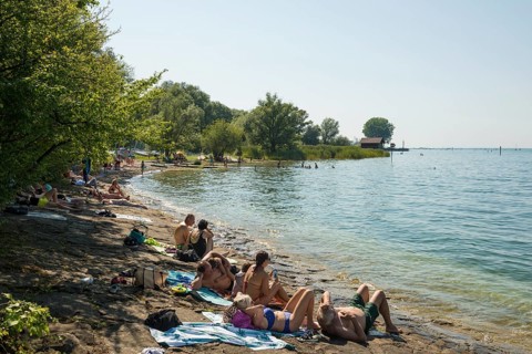 Badestrand, Bregenz, Lake Constance, Vorarlberg, Austria